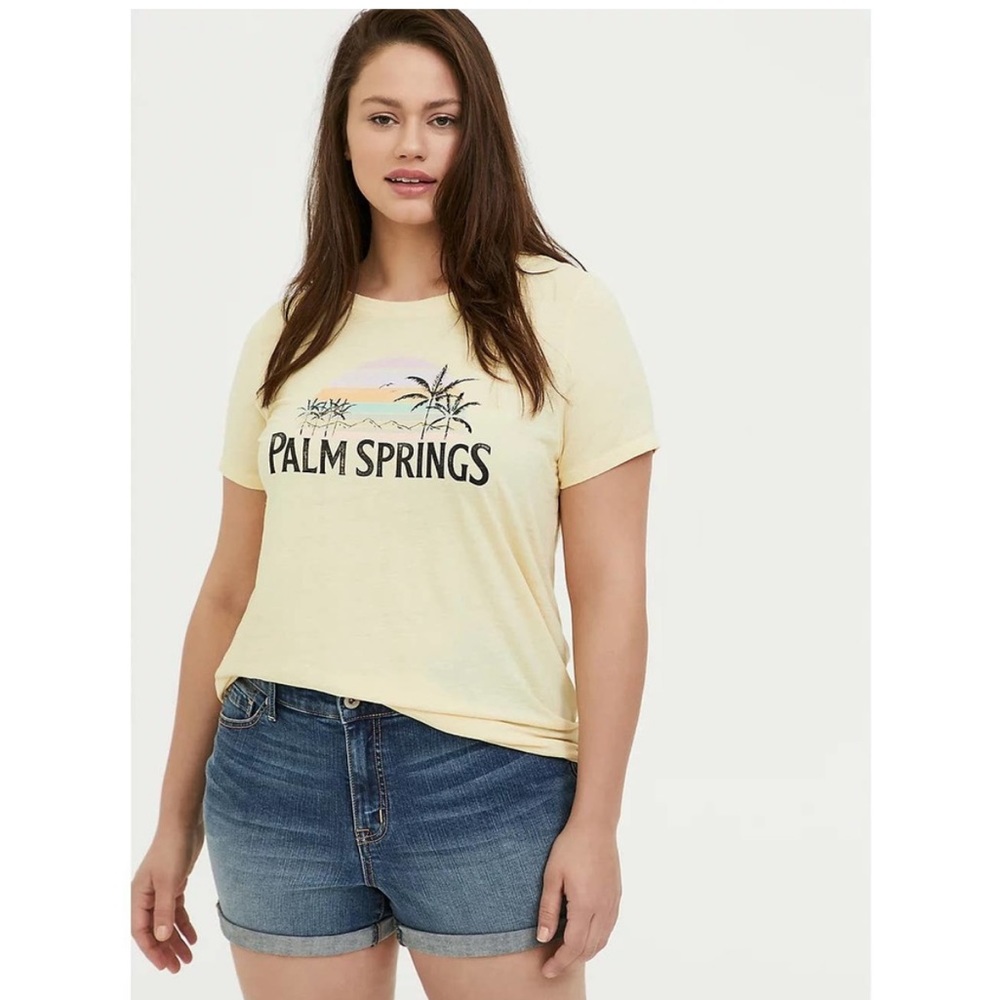 🌴☀️ Torrid Palm Springs Classic Fit Yellow Vintage Burnout Short Sleeve Tee